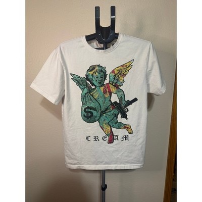Genuine Authentic Garments Mens C.R.E.A.M. Rhinestone Cherub Graphic T-Shirt M
