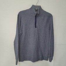Johnston  Murphy Mens Pullover Sweater Blue 1/4 Zip Knit Cotton Blend Size L