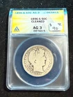 1896 S BARBER HEAD HALF DOLLAR ANACS AG 3 DETAILS CLEANED