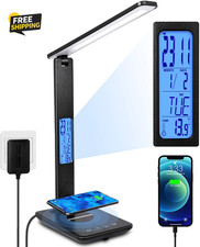 LED Desk Lamp with Wireless Charger Suitable for Home, Office Dimmable, with USB