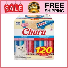 INABA Churu Cat Treats, Lickable, Squeezable Creamy Purée with Vitamin E, 0.5