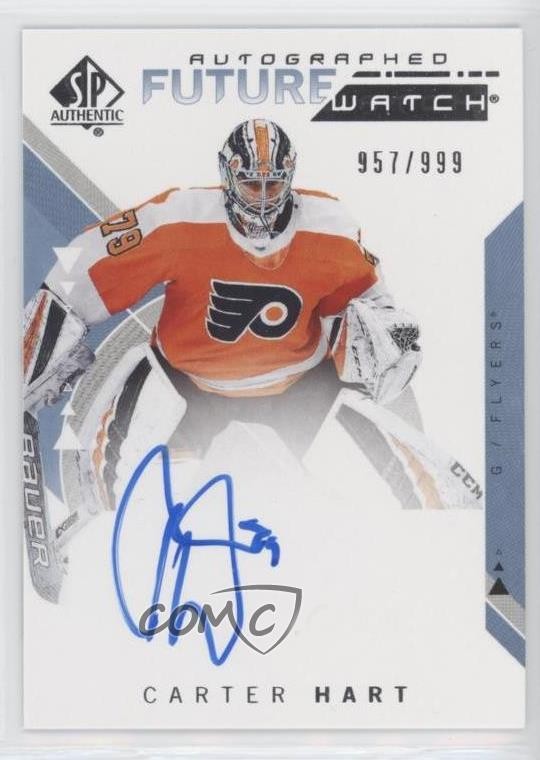 2018-19 SP Authentic Future Watch 957/999 Carter Hart #227 Rookie Auto RC r7d