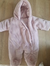BNWOT Newborn Soft Fluffy Warm Pramsuit Dusty  Pink