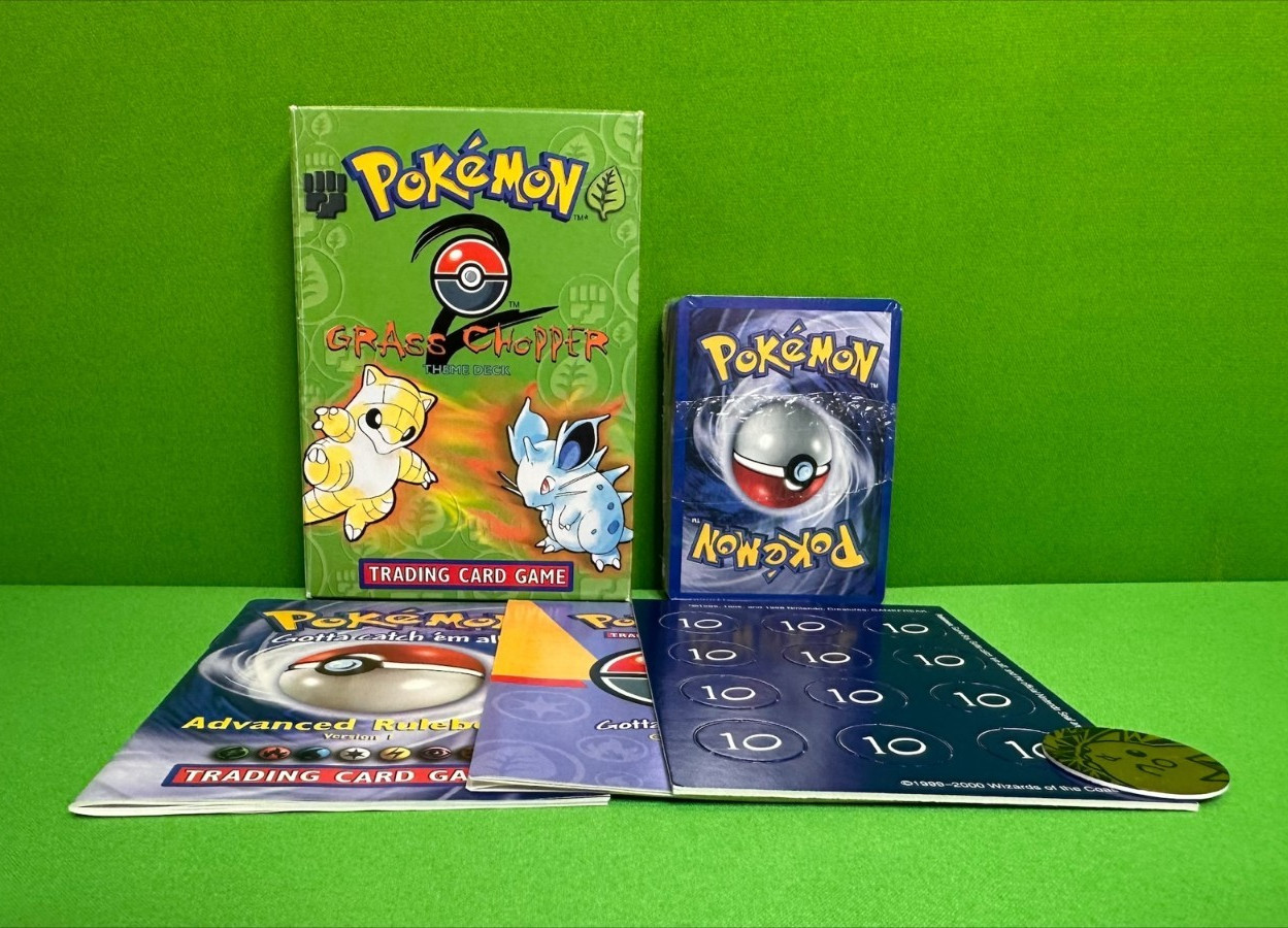 Pokémon Grass Chopper Full Theme Deck Base Set 2 1999 CIB Cards Sealed