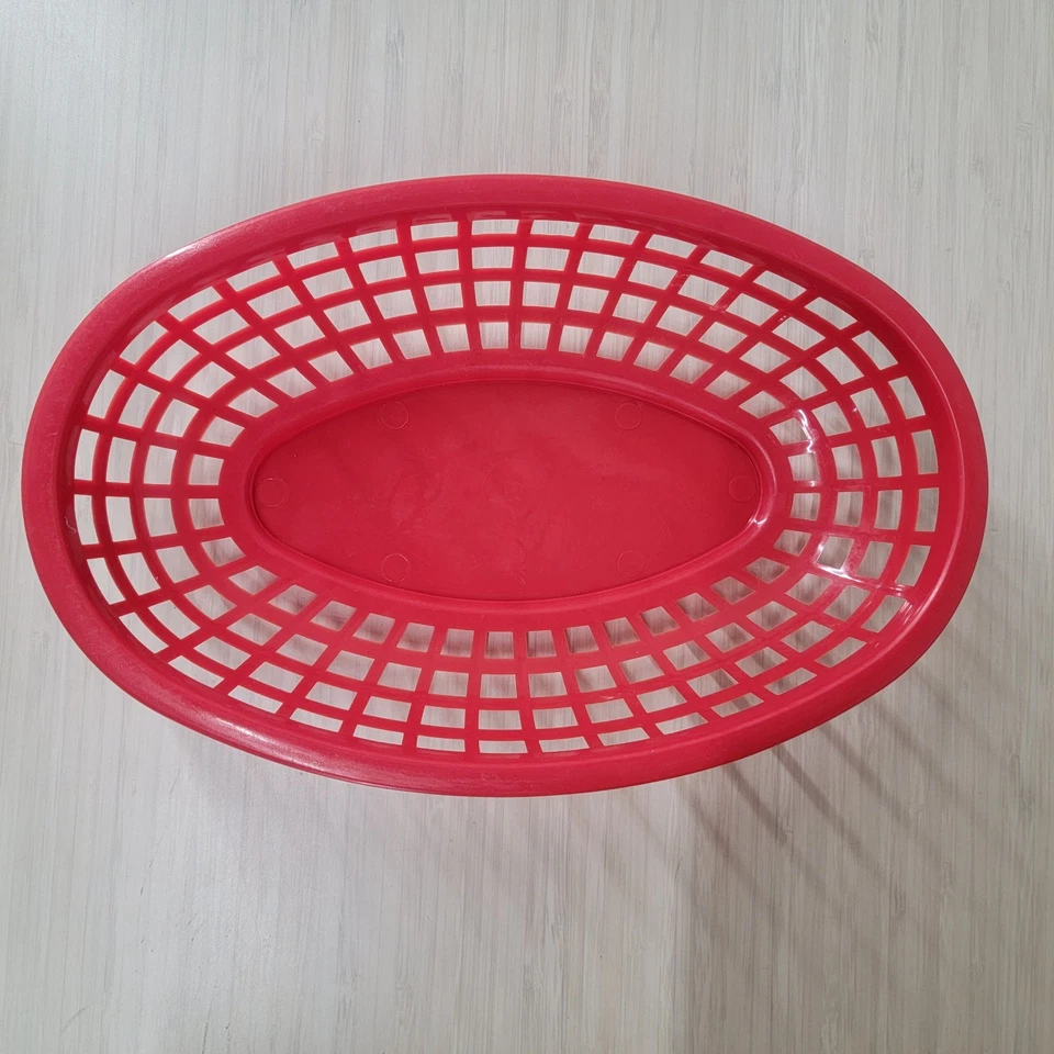 Lote de 70 Cestas de Comida TableCraft Rojo Ovaladas 10.75" Plástico Comedor Restaurante EE. UU. Foto 2 de 4