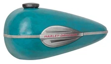 Harley-Davidson Scale Model Turquoise Blue Retro Gas Tank Metal Art