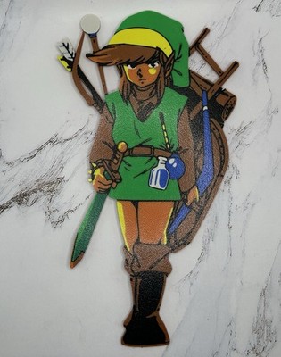 Legend of Zelda NES 3D Printed Art   9x4  Flat Figure Display of Link 12-Color