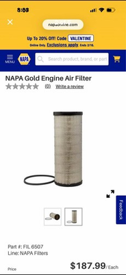 #ad NAPA Gold Engine Air Filter Part #: FIL 6507 New Old Stock $80.00