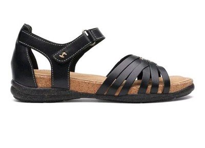Clarks Womens Roseville Cove Leather Sandals Shoes Size 10 Black Cushion