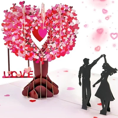 Carte Anniversaire Femme Arbre d'amour 3D Carte Pop Up pour Anniversaire Sa... - Photo 1/4