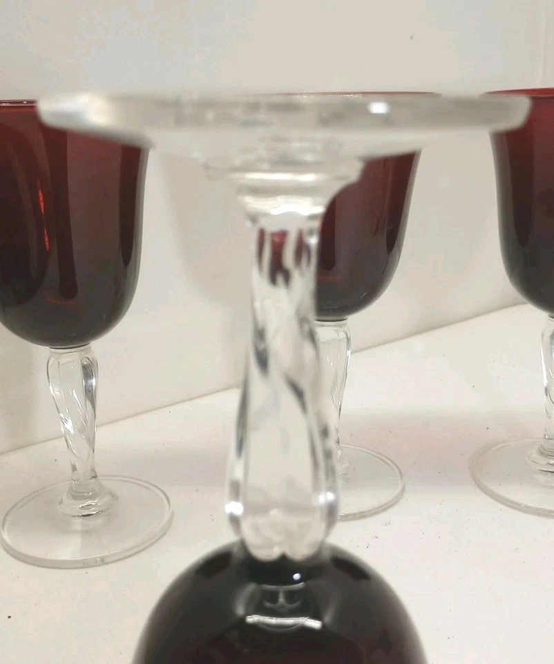 Set Of 4- 8 Oz.Vintage Cristal D'Arques Durand Ruby Red Water Goblets 7.5 In - Image 4 of 4