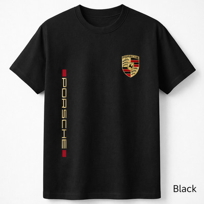 Vertical Porsche Badge Luxury Car Graphic Streetwear Unisex T Shirt Size S to 5X