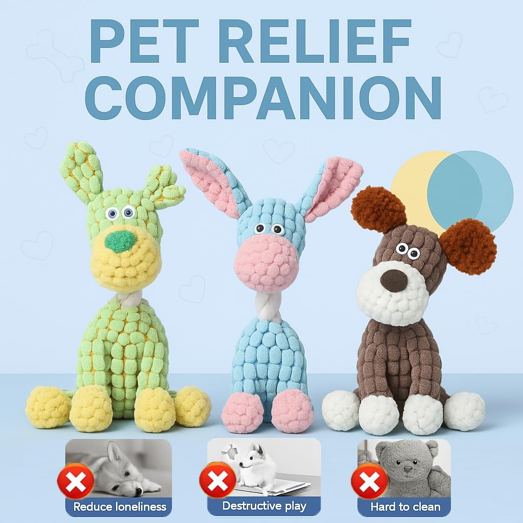 Peluche chien extra-robuste lavable, doudou pour chiot et mâcheur - 4