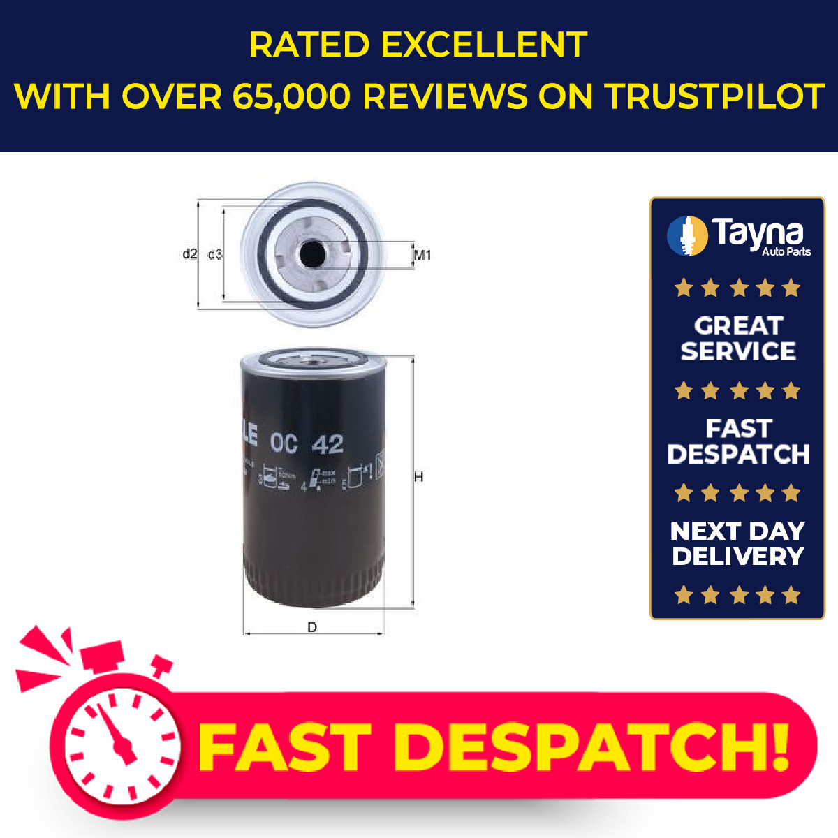 Filtro de aceite OC42 Mahle 061115561 0075065702 75065702 1565204 5004775 77002587 nuevo