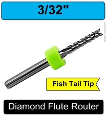 3/32" Router Bit Carbide 1/8" Shank Diamond Flutes One Piece Carbon Fiber R139
