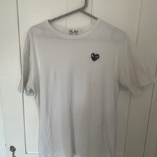 Comme des Garcons Men's T-Shirt White Black Heart XL