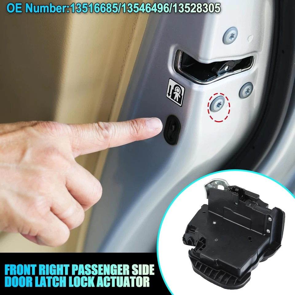 uxcell Nº13516685 Pestillo Puerta Lateral Pasajero Delantero Derecho Negro, Tono Plateado  Foto 2 de 4