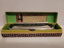 Vintage M. Hohner Marine Band Harmonica  Germany No. 1896 A440 with Box