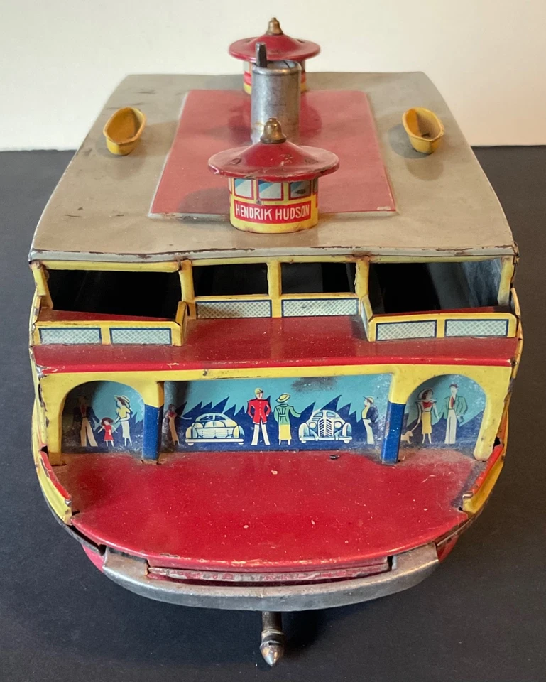 ANTIQUE TIN TOY BOAT SHIP HENDRIK HUDSON LACKAWANNA RAILROAD JAPAN ENGLAND SHIP - Image 3 of 4
