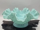 Vintage Ruffled Edge Hobnail Turquoise Milk Glass Epergne Base Fenton ~ Easter