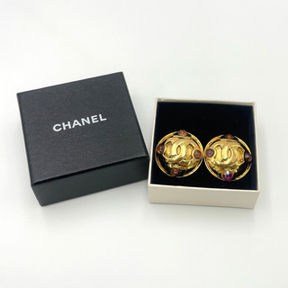 Orecchini Chanel Vintage Coco Mark Gripoix 2_5 Rosa Inciso con Scatola BA020044