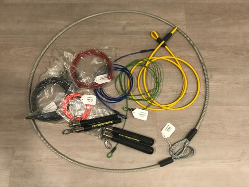 crossrope crossfit weighted jump rope set 7 ropes 2 handle sets used ...