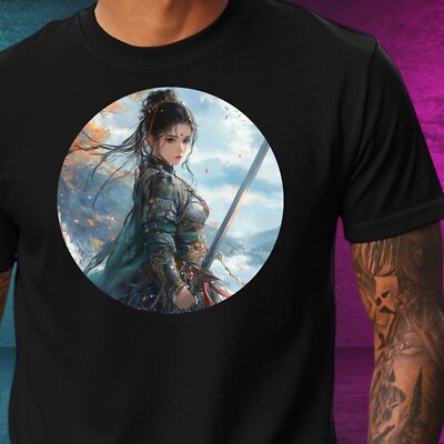 Herren T-Shirt Kriegerin Anime Motiv Baumwolle Größe XS bis 5XL