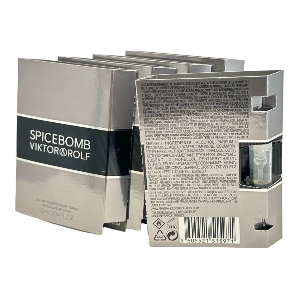 Spicebomb By Victor & Rolf Eau De Toilette Spray 1,2 ml/0,04 oz. (5 frascos) NUEVO Foto 2 de 2