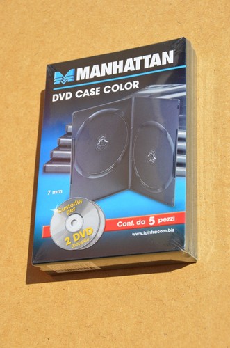 Set di 5 custodie doppie per DVD versione slim da 7mm - NUOVE sigillate - Foto 3 di 6