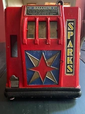 1930's Sparks 1 cent Gumball 3 Reel Cigarette Trade Stimulator Slot Machine