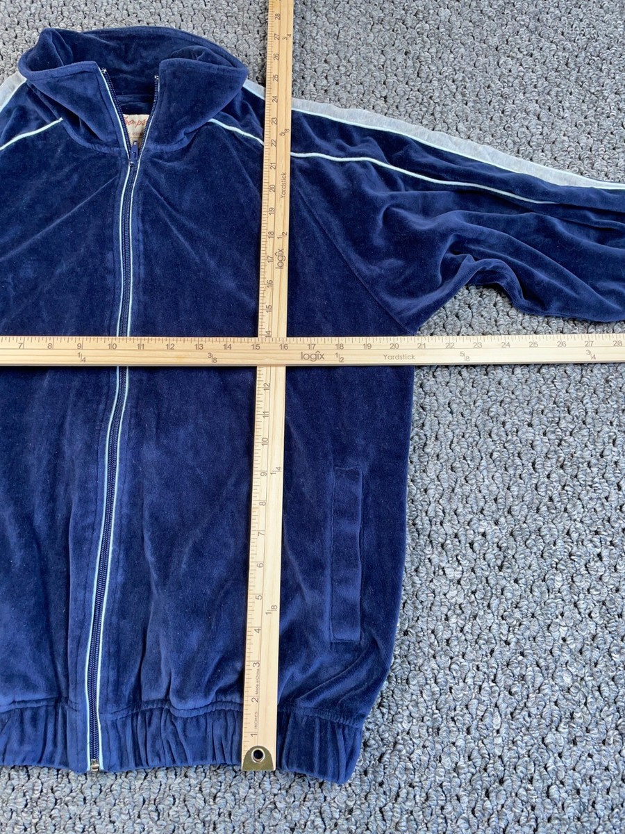 Retro Style Velour Zip Up Track Jacket Adult Medium Dark