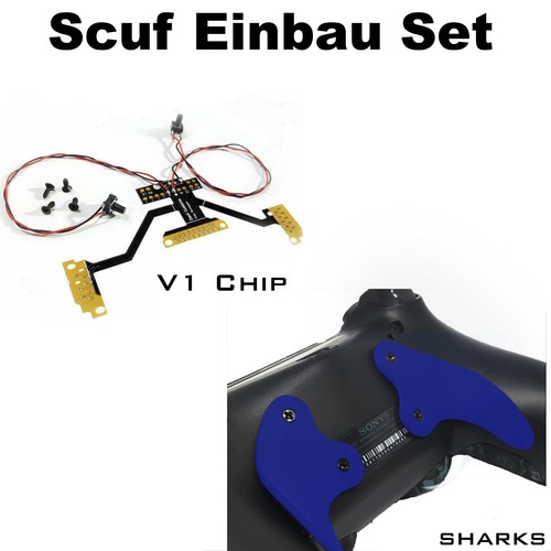 PS4 Controller Remapper gelötet, V1 Chip + Shark Blau Paddles und Schrauben