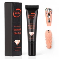 Vanfa Diamond Glue Gel for Rhinestone, Nail Art Jewel,3D Art Shape - tube 0.5 oz