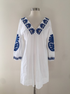 New Madewell Embroidered Blanca Dress White Blue Size XS G5304 $138 | eBay