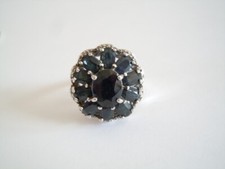 925 Sterling Silver Ring with dark green Gemstones 9.8 g/Gr.59