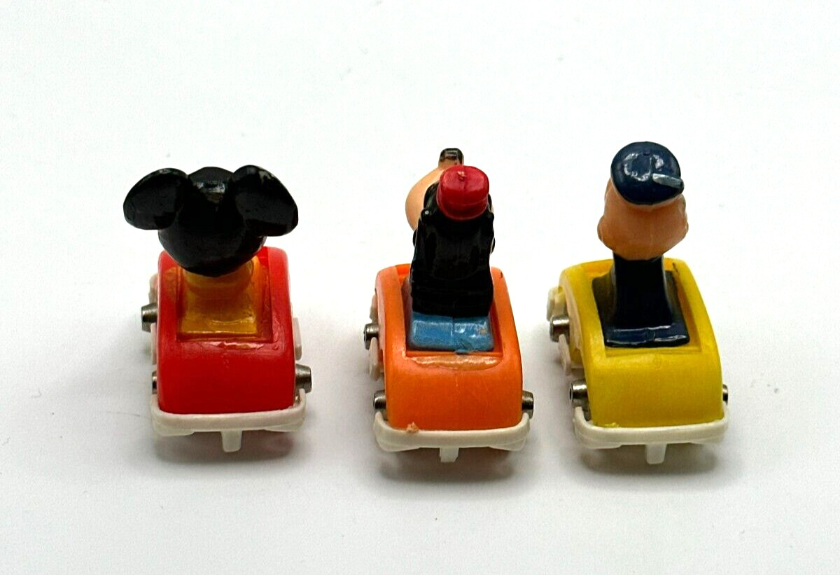 Goofy Donald Mickey Set of 3 Vintage Slot Cars Plastic w/Metal Wheels 2" Disney