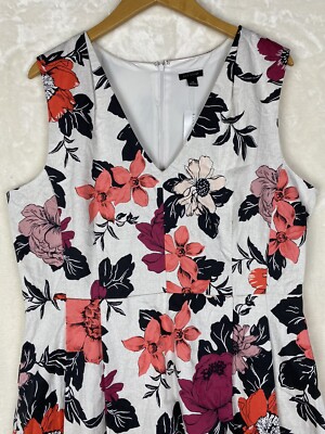 Ann Taylor Midi Dress Womens 14 Fit&Flare Floral Pleated Sleeveless lined  Office | eBay