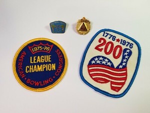 Vintage ABC & Bicentennial Bowling Patches and Bowling Awards Pins - Very Nice