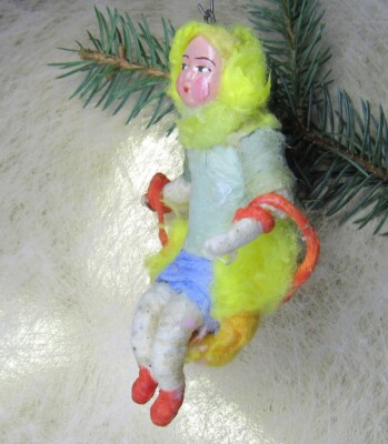 ANCIENNE DÉCORATION SAPIN de Noël papier mâché boules