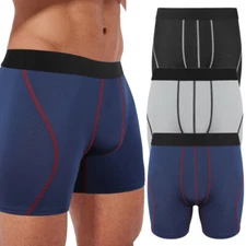 3 PCS Men Boxer Shorts Underwear Breathable Tagless Briefs Quick Dry US