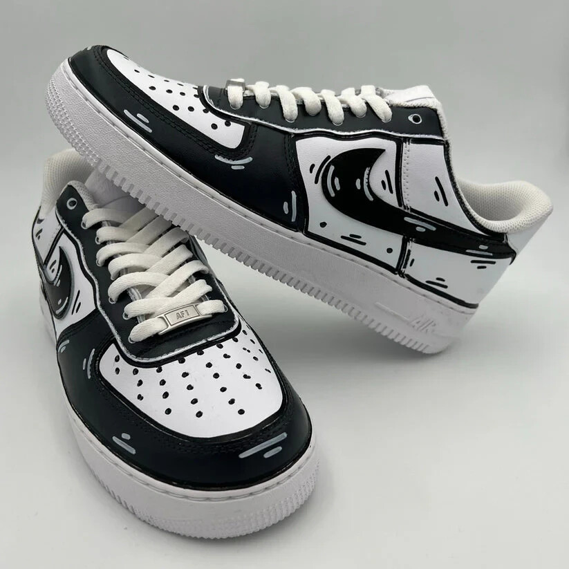 Air Force 1 Custom Shoes Antracite Black Cartoon Graffiti Retro