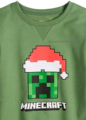 MINECRAFT Christmas Sweatshirt Shirt Boys Size 4- 12 Holiday Sweater  Creeper NWT