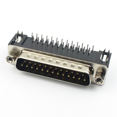 1Pcs D-SUB 25 Pin Male Right Angle PCB Connector 2 Rows DB25M Socket Adapter