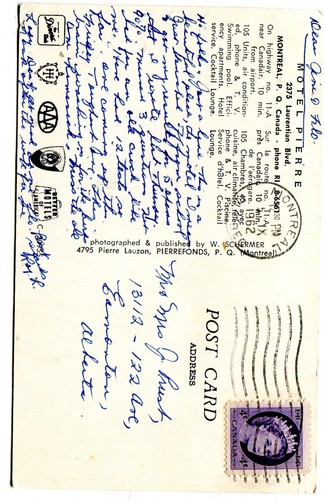 Canada Montreal - Pierre Motel 1962 cover on chrome postcard - 第 3/3 張圖片