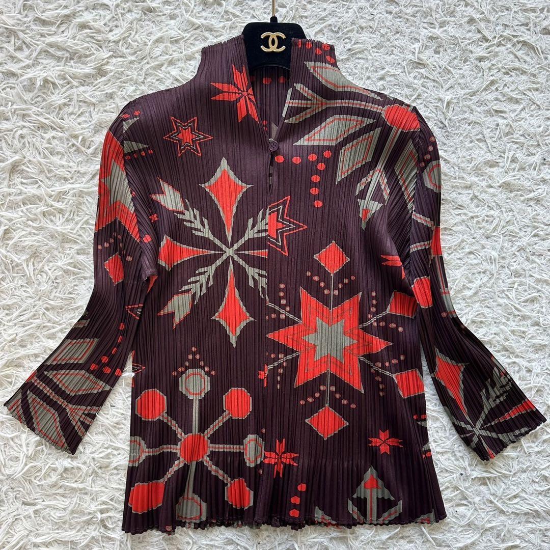 プリーツプリーズ トップス スノーフレーク 雪の結晶 サイズ3 ボルドー プリーツプリーズ トップス スノーフレーク 雪の結晶 サイズ3