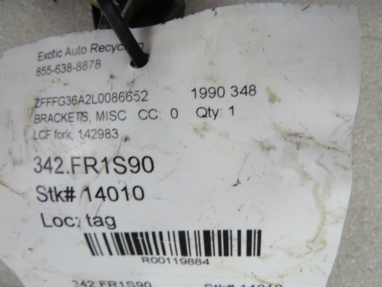 Ferrari 348, Lower Control Arm Fork, Used, P/N 142983