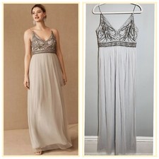 BHLDN NWOT Vilette Maxi Gown | Jeweled Bodie | Flowy Chiffon Lined Skirt |size 6
