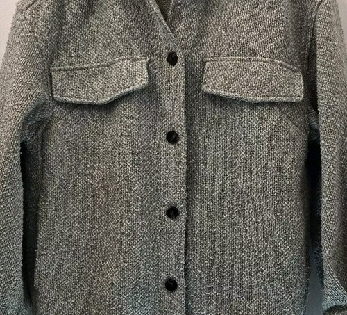 H&M Oversized Pockets Boucle Shacket Jacket Size 8 10 12 Green - Picture 4 of 16