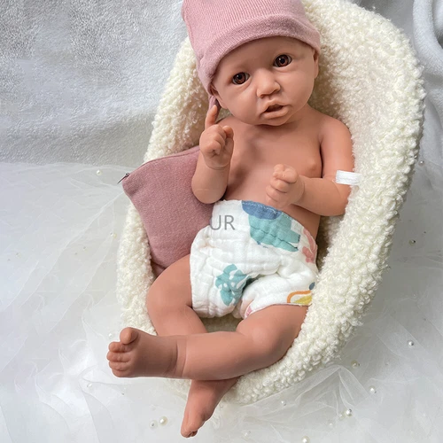 18 Zoll weiche Vollsilikon Reborn Baby Puppe 6,3 Pfund lebensechte braune Haut Neugeborenes Mädchen - Bild 9 von 15