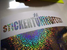 Aufkleber WUNSCHTEXT Rainbow Regenbogen Holo Hologramm silber Glitzer | 10cm